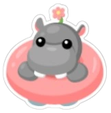 Floating Hippo Sticker