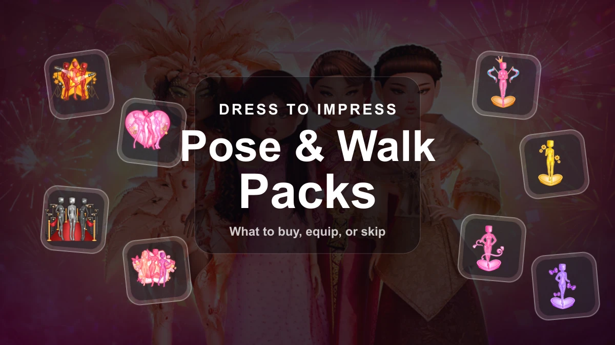 Best Dress To Impress Pose Packs and Walk Packs to Buy First